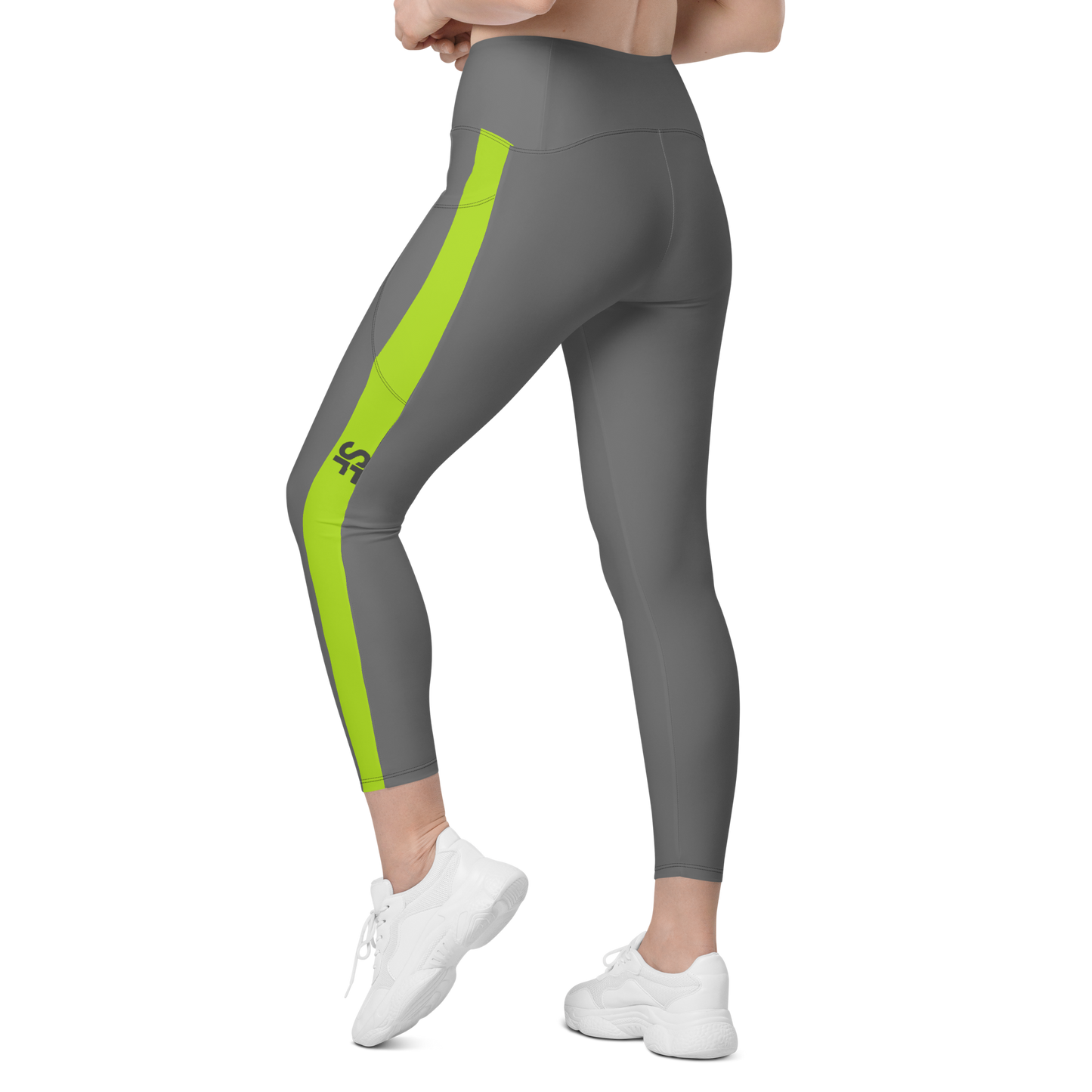 Steel Fit High Waisted Leggings - Grey/Yellow
