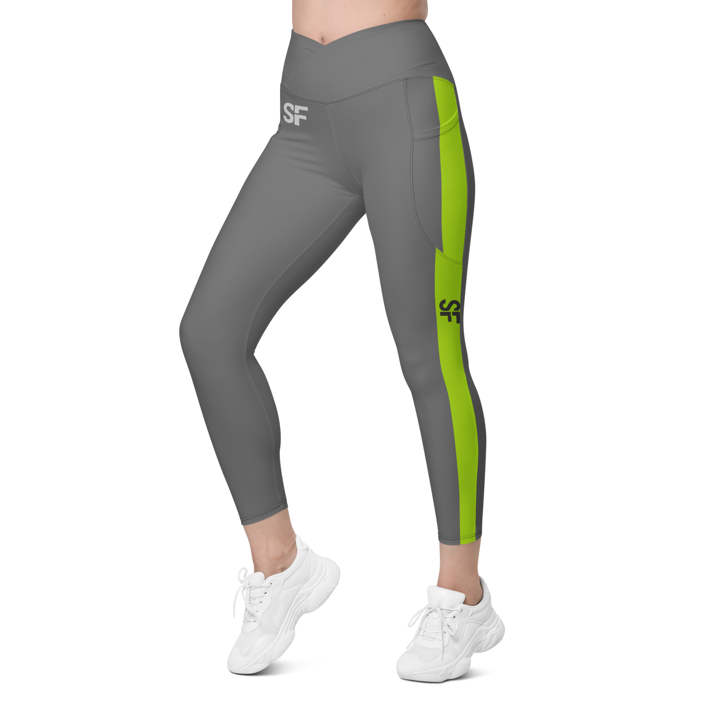 Steel Fit High Waisted Leggings - Grey/Yellow