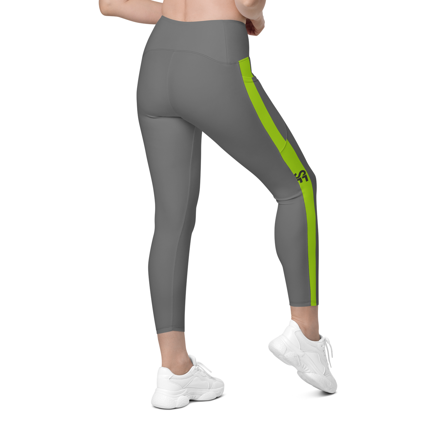 Steel Fit High Waisted Leggings - Grey/Yellow