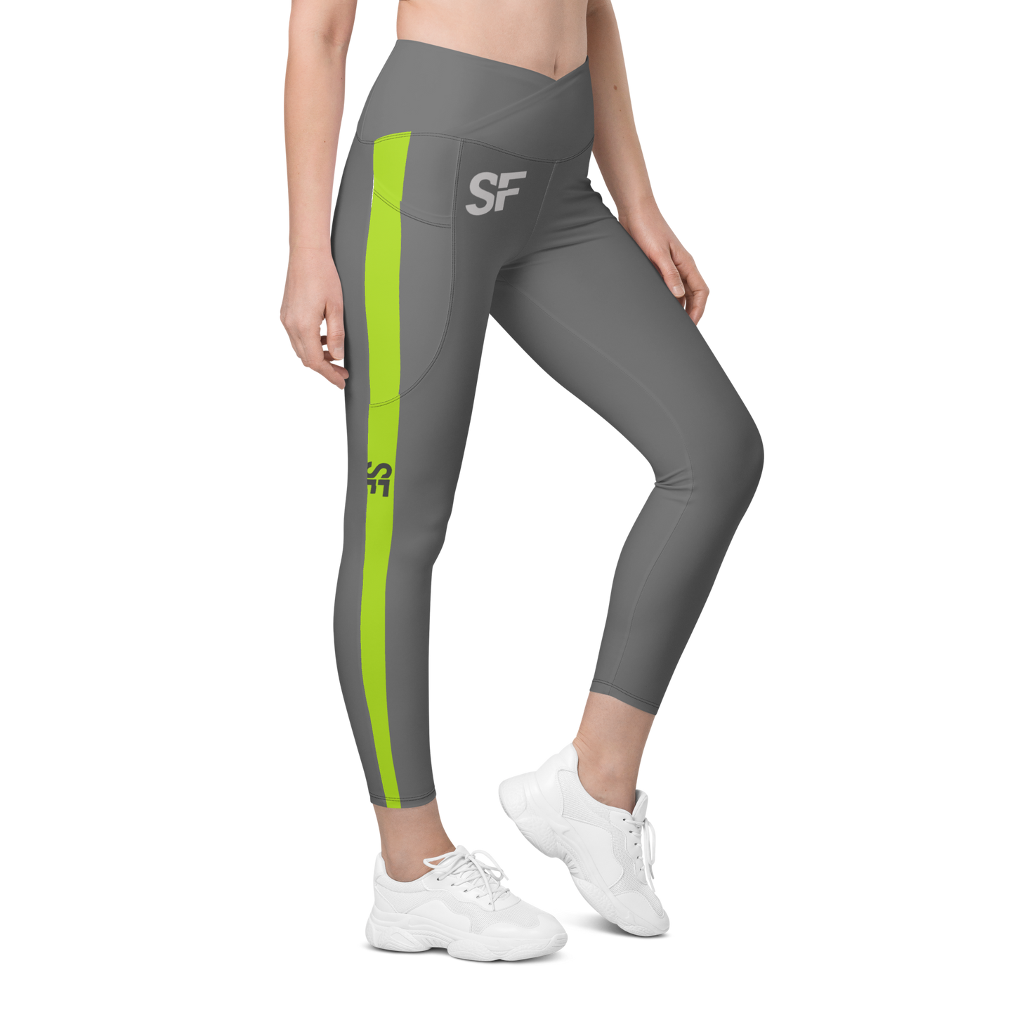 Steel Fit High Waisted Leggings - Grey/Yellow