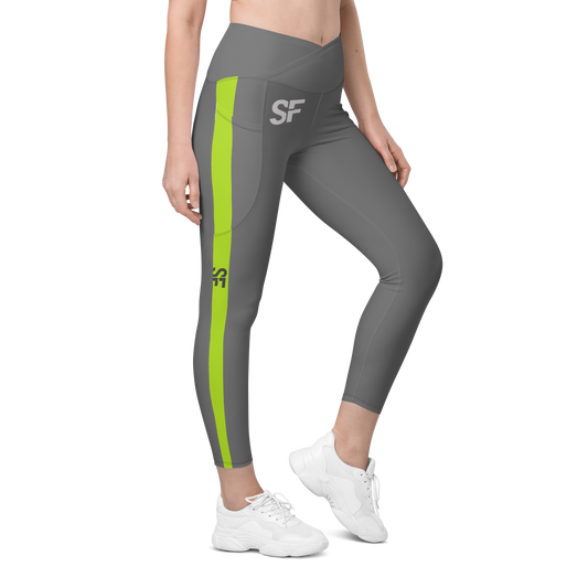 Steel Fit High Waisted Leggings - Grey/Yellow